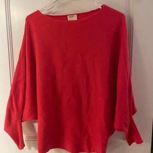 Red Boat Neck Puff Sleeve Sweater Size S/M